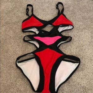 Monokini swimsuit bright cutouts